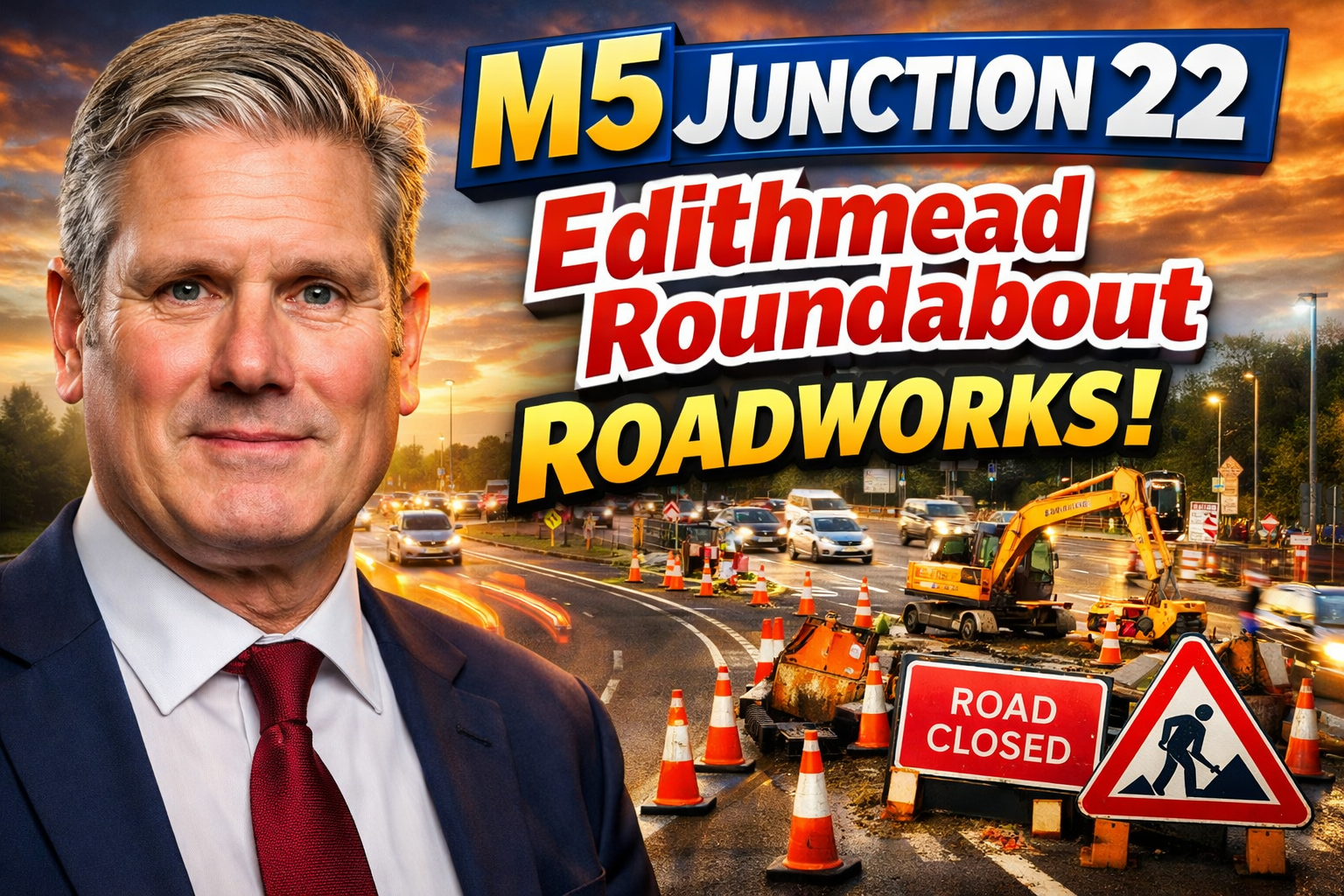 M5 Junction 22 Edithmead Roundabout Roadworks Somerset Traffic Disruption and Timetable