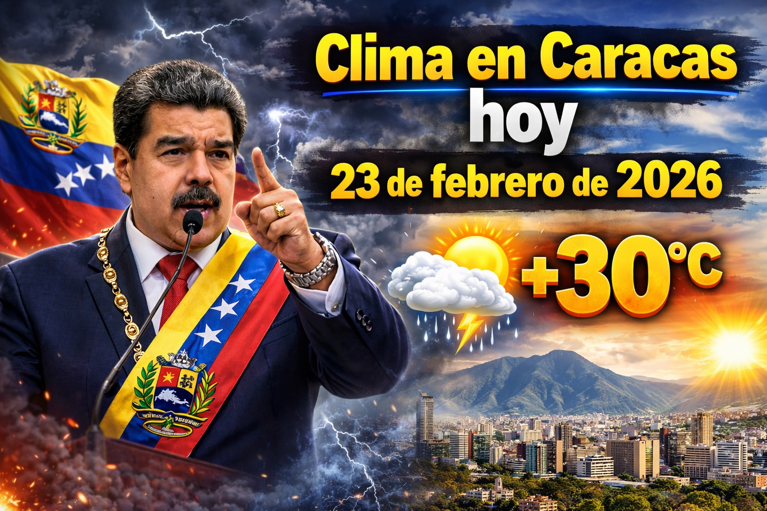 Clima en Caracas hoy 23 de febrero de 2026 temperatura, sol y pronóstico del tiempo